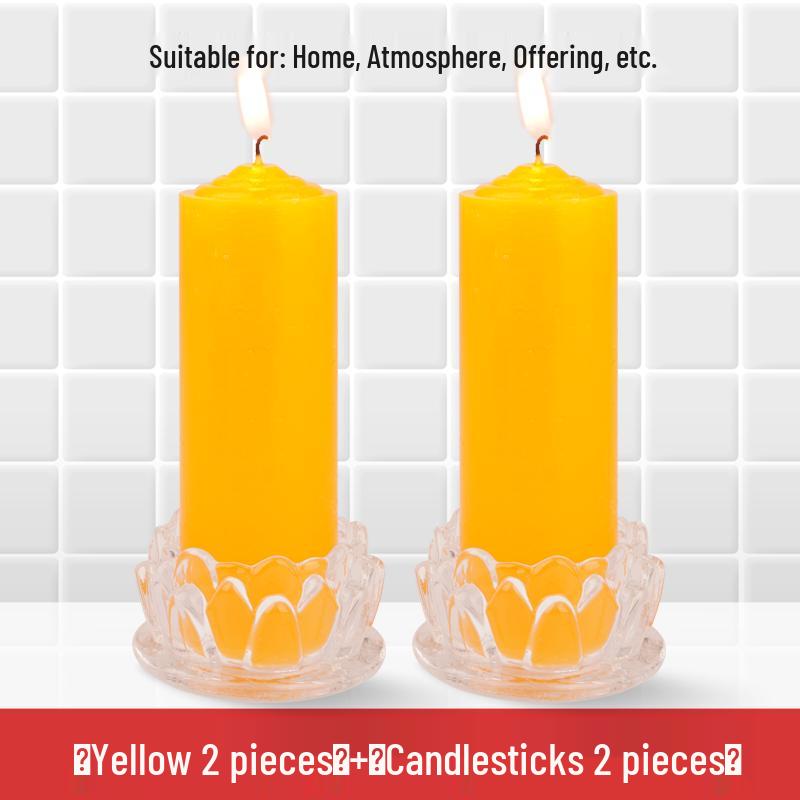 Smokeless Odorless Long-Lasting Emergency Candles: White, Yellow, Red, Thick Cylindrical for Holidays