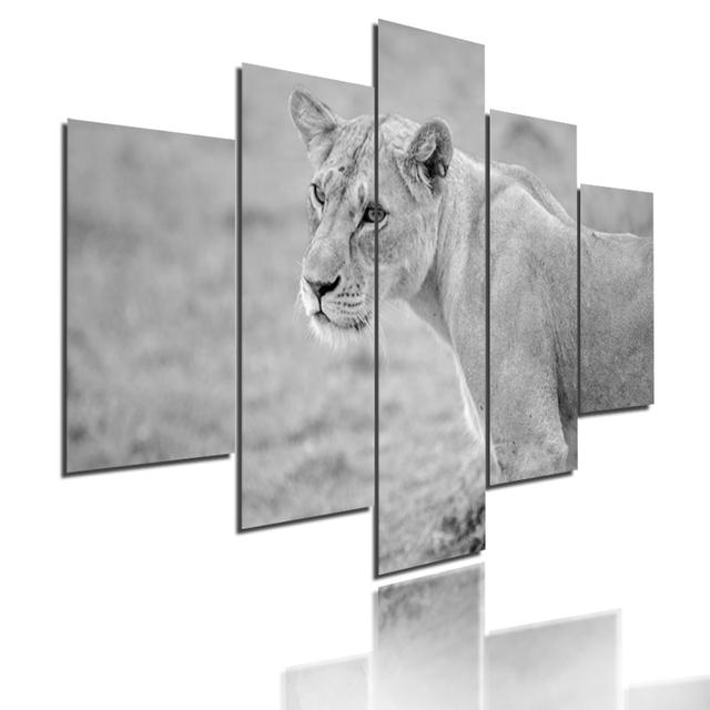 Minimalist Animals Poster Lion Leopard Orangutan And Elephant Canvas Painting 5 Pieces Modular Picture Print Wall Art Home Decor