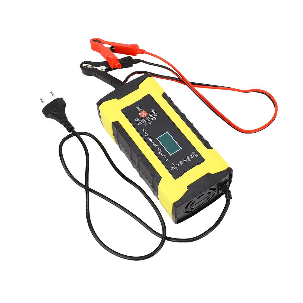 Smart Car Battery Charger 12V 24V 10A LCD Display Fully Automatic Automotive Battery Maintainer for Vehicle Motorcycle Battery EU Plug