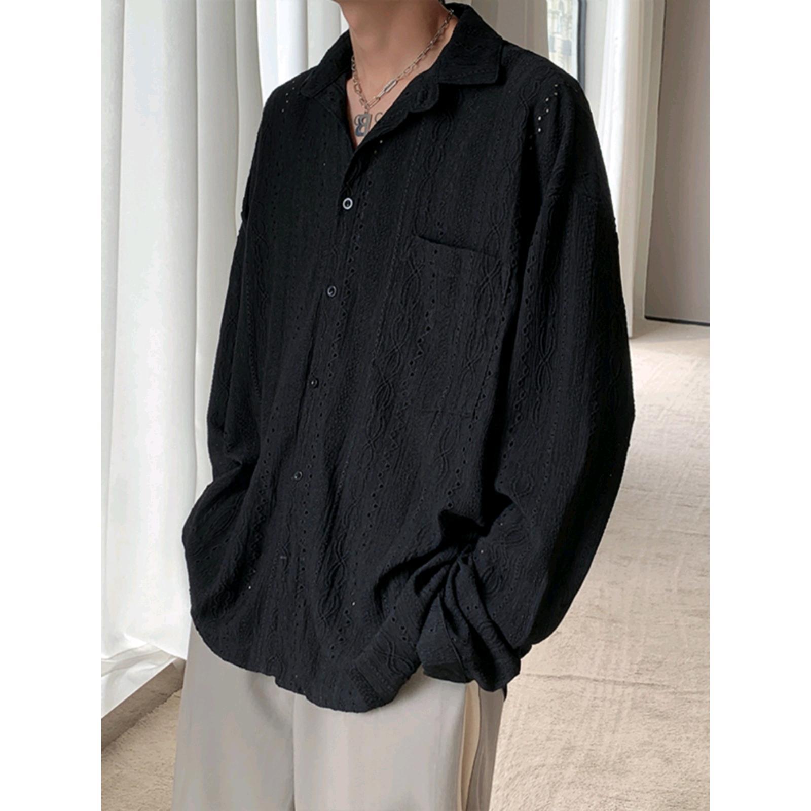 

Рубашка Niche Hollow Design, мужская, нейтральная, грубая, красивая, свободная, с длинными рукавами, куртка XS чёрный