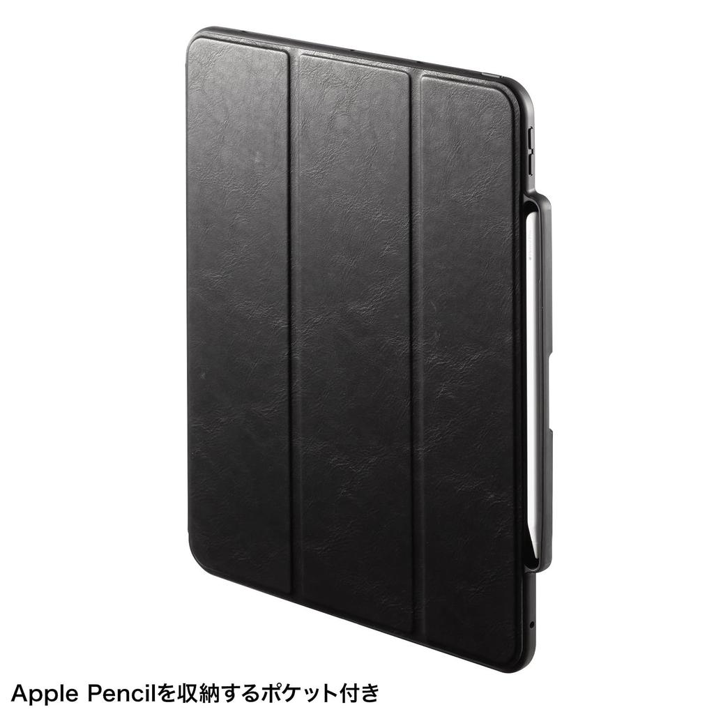 SANWA SUPPLY Hülle für iPad Pro mit Stifthaltertasche PDA-IPAD2014BK 13-Zoll (M4/2024)