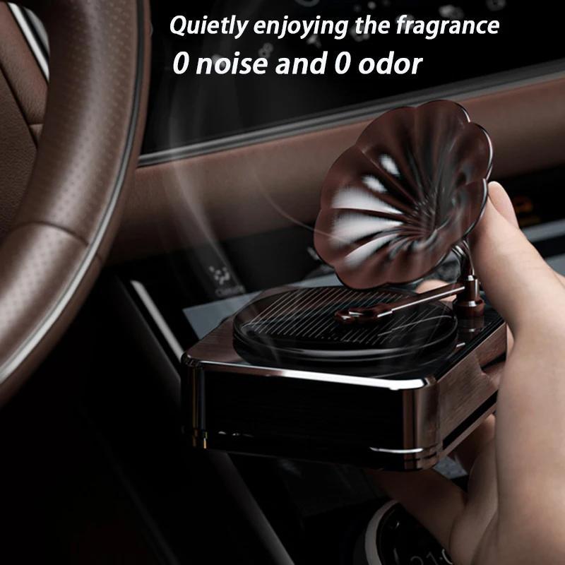 Solar car perfume high-end wholesale creative car imitation record player car perfume ornaments car aromatherapy