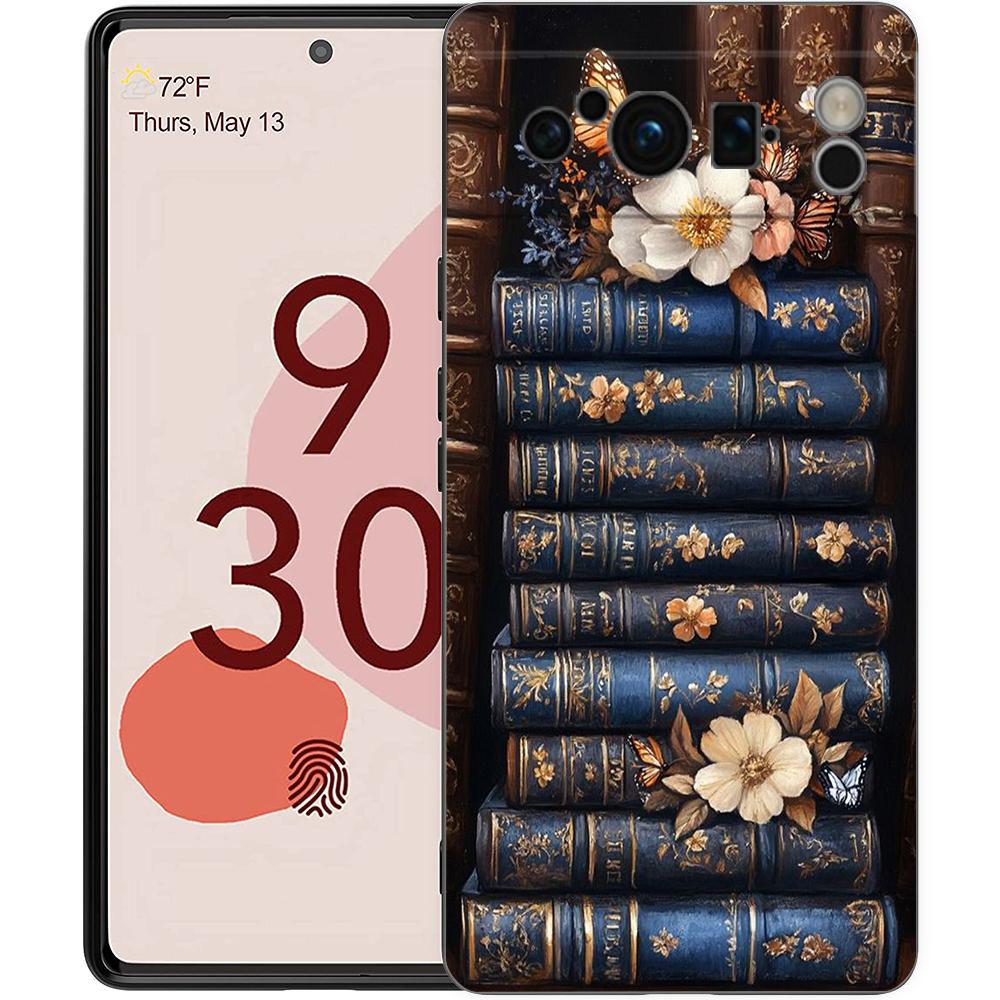 Vintage  Bookcase Painted Phone Case Cover for Google Pixel 9 8 7 6 7A 6A Pro Shockproof Soft TPU 9 Pro XL Shell Capas Fundas