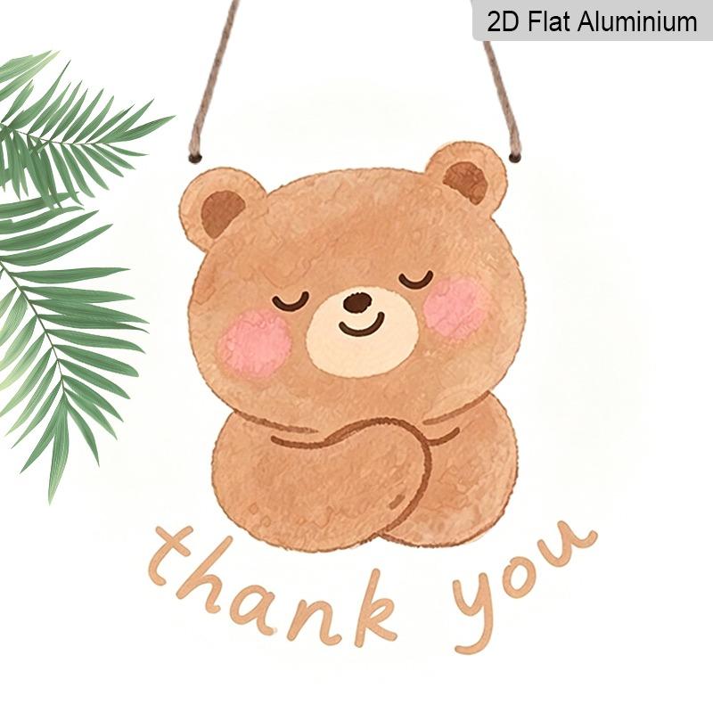 

2D Flat Retro Aluminum Wall Stickers in Various Sizes. Cute Little Bear Thank-you Sign for Teachers, Watercolor Cartoon Bear Hanging Tag. A Perfect 7.87×7.87inch