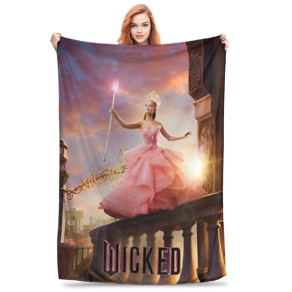 Wicked Glinda Elegant Collage Blankets Good Witch Movie Flannel Throw Blanket Portable Soft Warm Multifunction Plush Thin Quilt