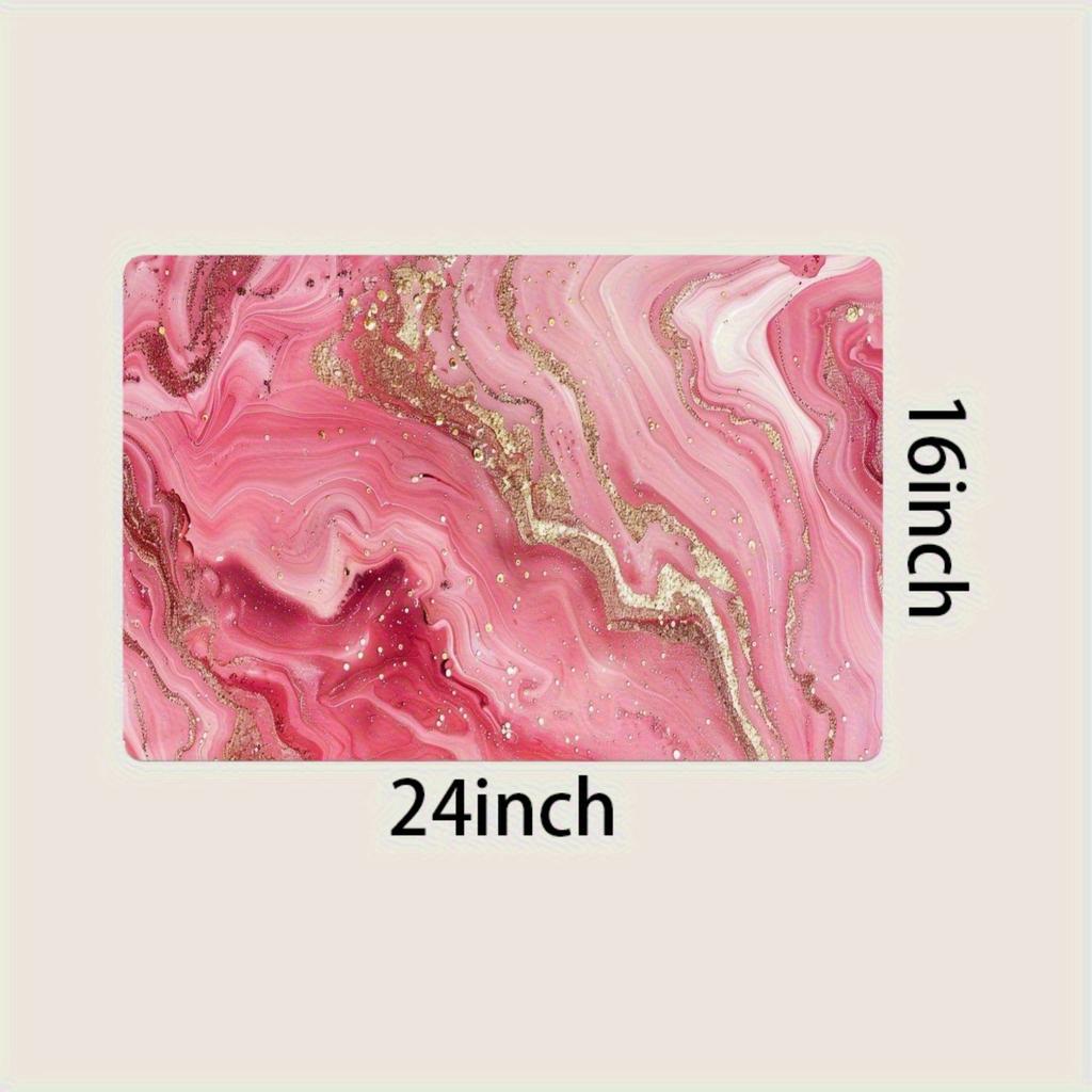 1 ks Ružový mramorový vzor Podložka na podlahu Moderný kuchynský polyesterový koberec Protišmykový Farebný Vnútorný koberec, Na domácu výzdobu Kúpeľňa Spálňa Obývacia izba