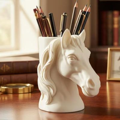 Porta-canetas Cabeça de Cavalo Impressa em 3D Organizador de Mesa Prático para Lápis Marcadores Criativo para Escritório Casa Decoração Presente Único para Estudantes