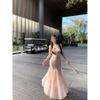 Women's Summer Sweet Wind Floral Slip Dress Temperament Waist Slim Slim Hip Long Skirt