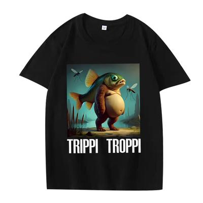 Trippi Troppi Divertida Gráfica de Camiseta Meme de Animales Italianos Brainrot para hombre mujer Oversize 100% Algodón Verano Unisex tallas grandes tops