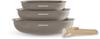 Set mit 3 Pfannen - Für alle Herdarten geeignet, auch Induktion - - AM4587 - Keramik - Ø 20-24-28 cm + abnehmbarer Griff - Taupe
