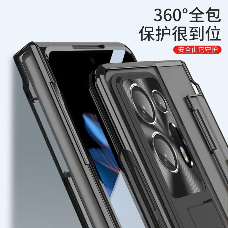 Oppo Find N2 Clear Electroplated PC Case With Integrated Stand Shockproof Scratch Resistant Slim Cover Foldable Phone