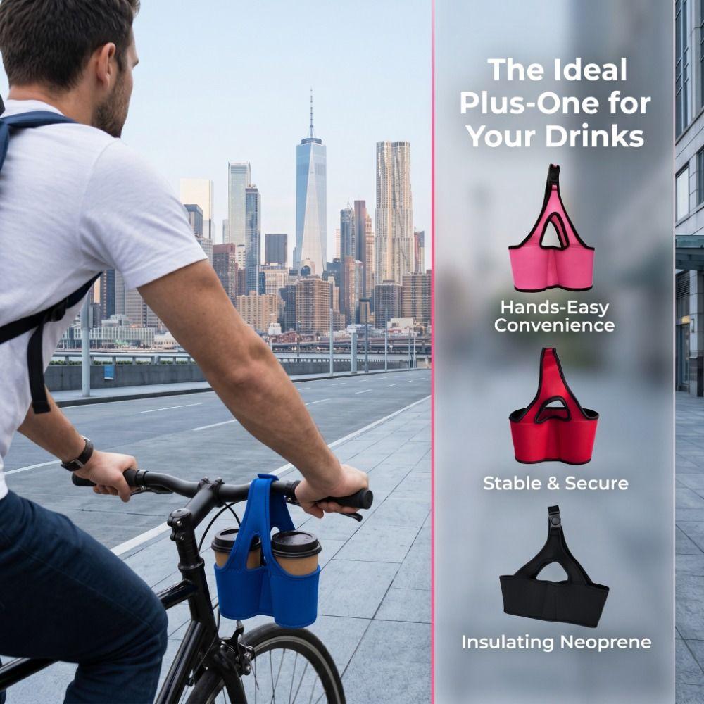 Reusable Double Cup Beverage Holder Collapsible Iced Coffee Cup Sleeve Sports Bottle Case Hiking