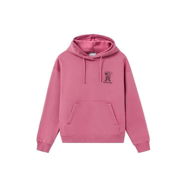Li Ning Classic Collection, Fun Print Fleece Lined Thermal Loose Fit Hooded Pullover Sweatshirt Winter Women's AWDR682-2