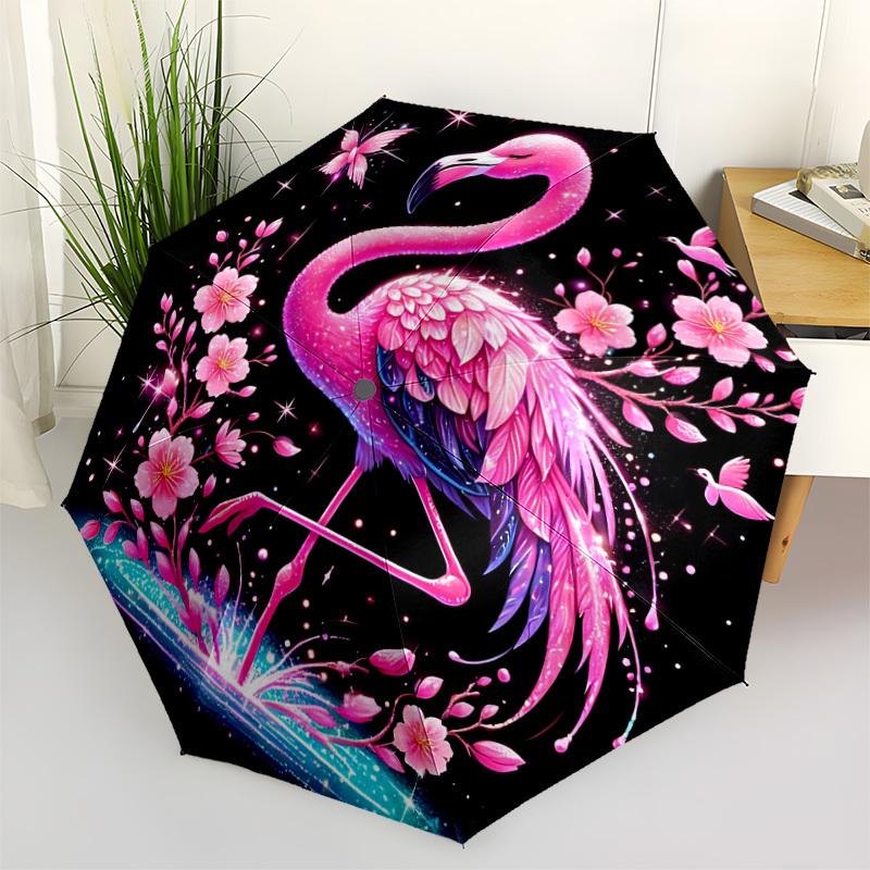 1pc Flamingo Fantasy Automatic Open/Close Umbrella, Portable Folding Umbrella for Travel, Themed Events059