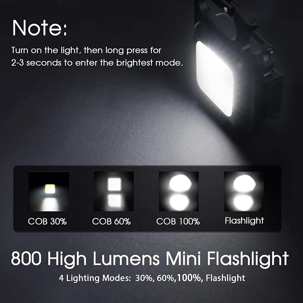 New Mini LED Working Light Multifunctional Glare COB Keychain Light Rechargeable Portable Flashlight Outdoor Camping Light
