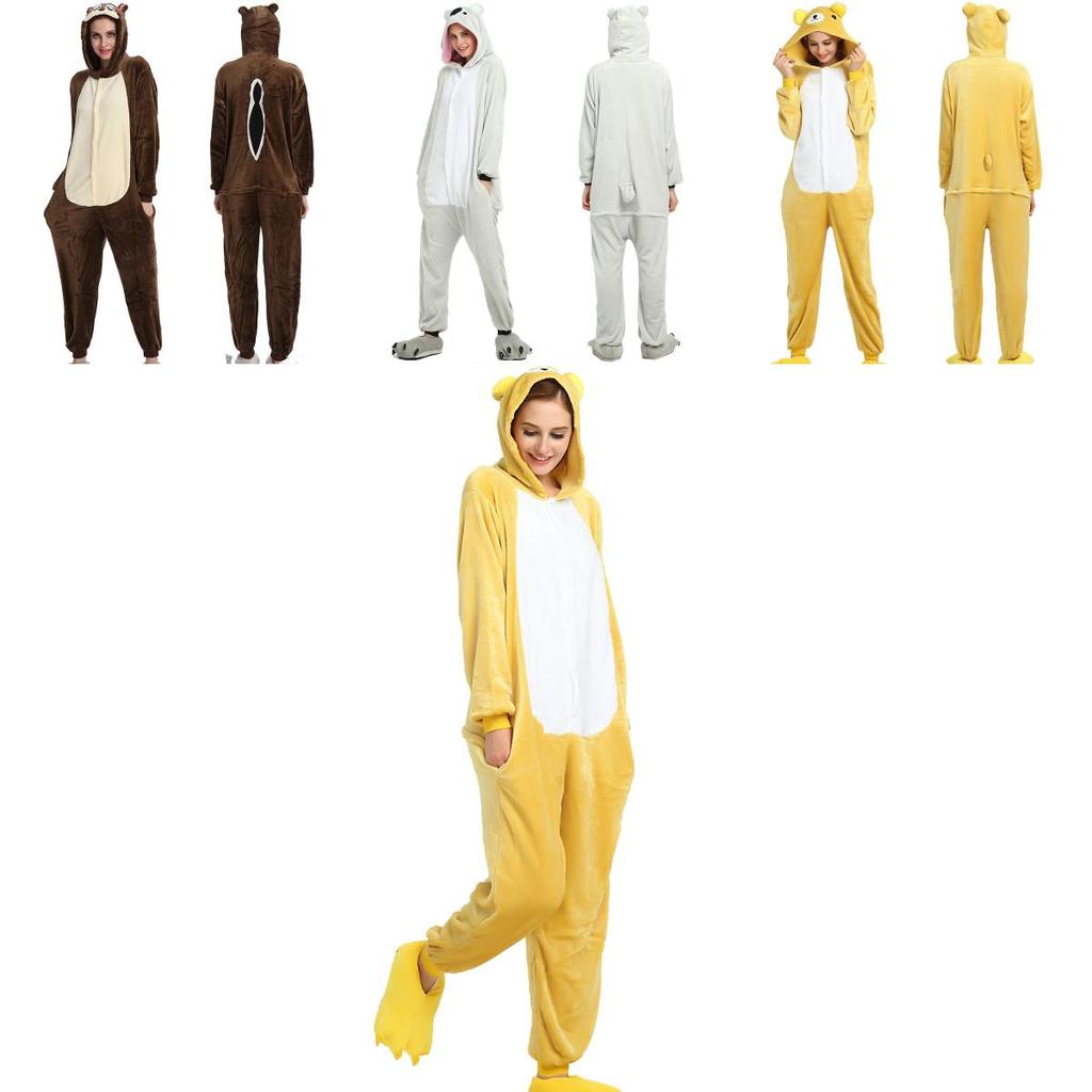 Gemütlicher Unisex Erwachsenen Tier Flanell Onsie Kostüm Pyjama mit Seitentaschen