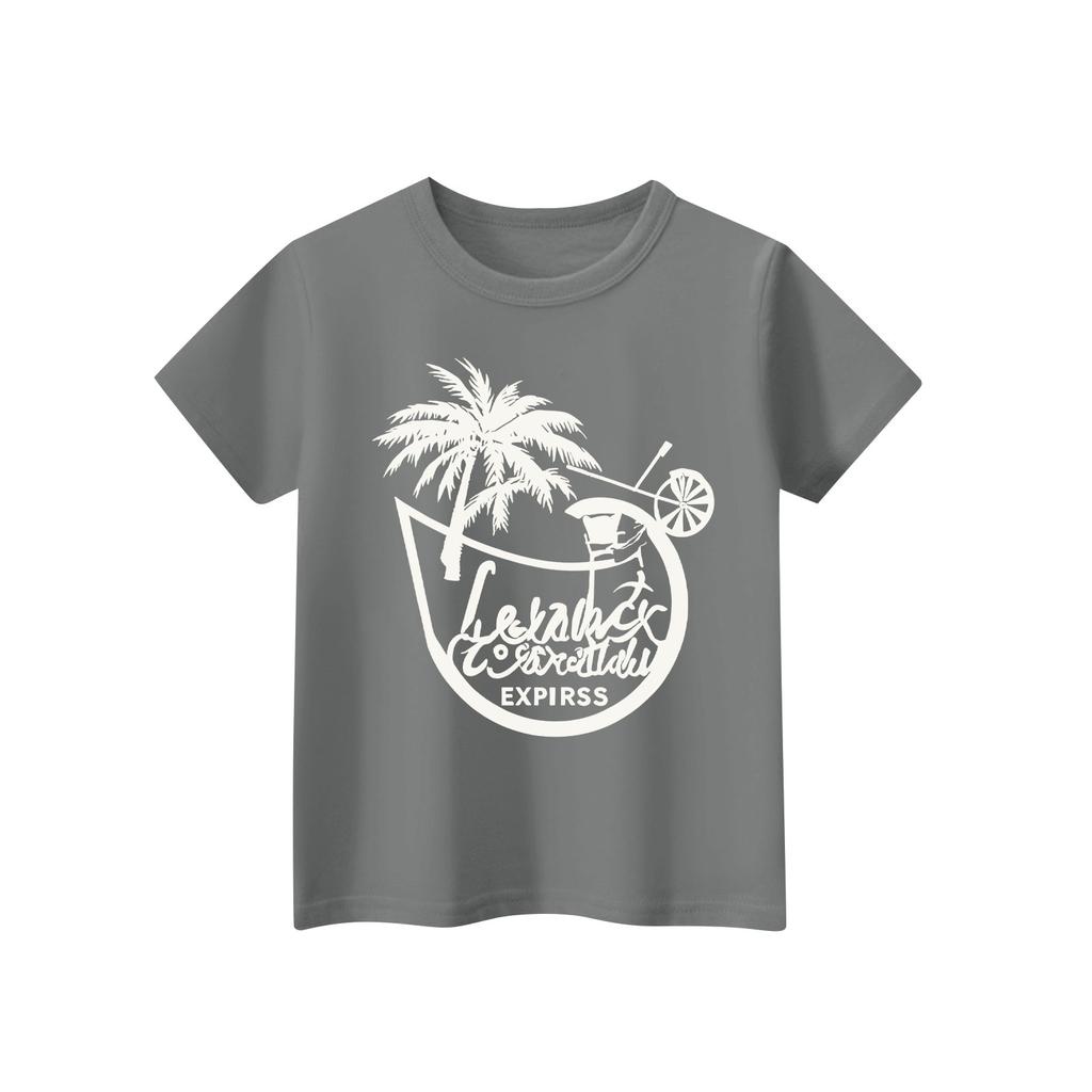 Maglietta a maniche corte con scollo a V per bambini, con stampa animalier, casual, da indossare tutti i giorni