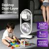 Portable Turbo Desk Fan 3 Speeds Ultra Quiet Type-C Rechargeable Dual Head Air Circulation Fan for All USB Power Sources