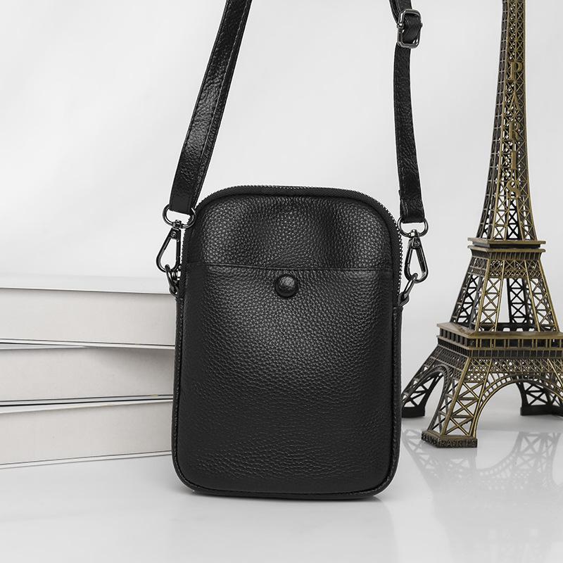 Women Top Grain Leather Mini Crossbody Bag Soft Portable Shoulder Pouch