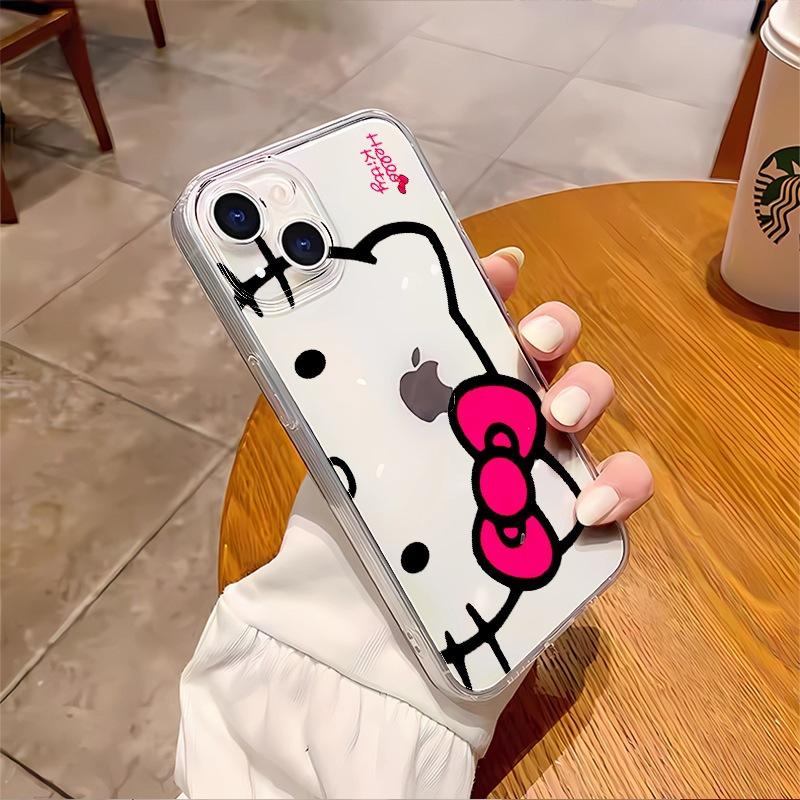 Cute cartoon HelloKitty transparent case Apple 16pm mobile phone case anti-drop all-inclusive soft 14 foreign trade protective case