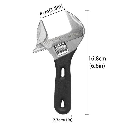 BOOSDEN Short Wide Adjustable Wrench, Pocket Monkey Wrench, Lightweight, Adjustable, Maximum Opening Width 38mm (160mm)