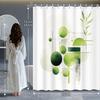 1pc Fresh Green Plants Geometric Abstract Shower Curtain - 12 Hooks, Home & Bathroom Decor