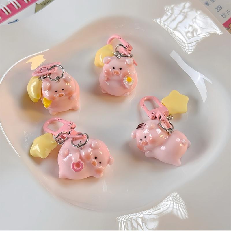 Cartoon Cute Star-shaped Little Pig Keychain Pendant For School Bags As Creative Gifts