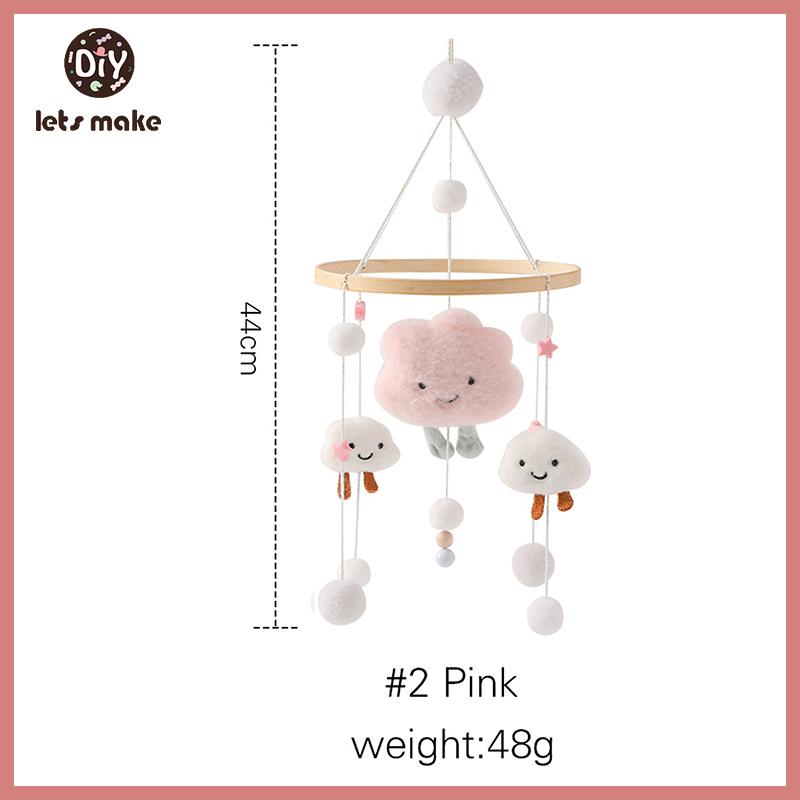 Let's Make Wooden Baby Rattles Soft Felt Cartoon Bear Cloudy Star Moon Hanging Bed Bell Mobile Crib Montessori Education