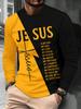 Jesus Faith Print Long-sleeve T-shirt, Casual Comfortable Daily Wear