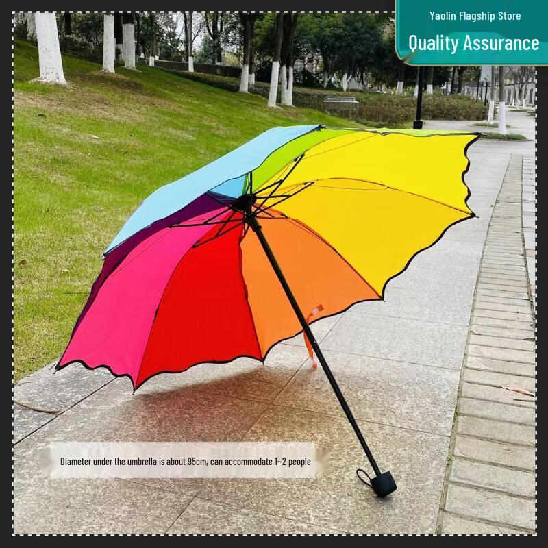 Hanyou Large Double-Person Rainbow Ruffle Umbrella