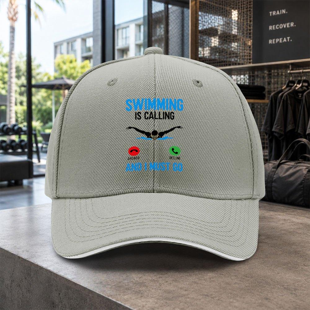 1pc Minimalist Swimmingthemed Printed Sandwich Baseball Cap Unisex Simple Lightweight And Adjustable Outdoor Duckbill Cap