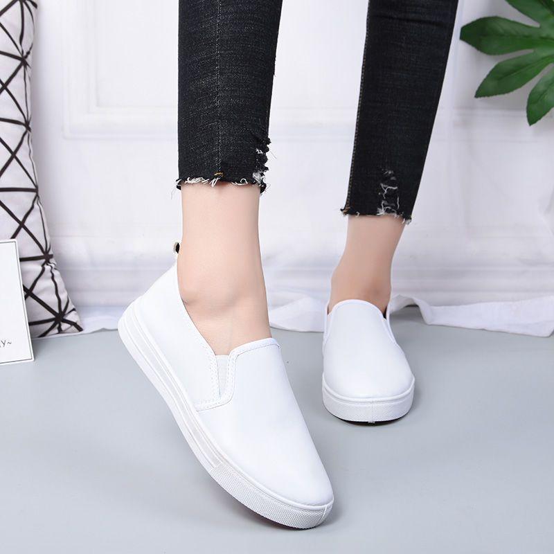 PU waterproof work shoes new old Beijing cloth shoes shallow mouth Internet celebrity white shoes small black shoes trendy shoes versatile women's sho