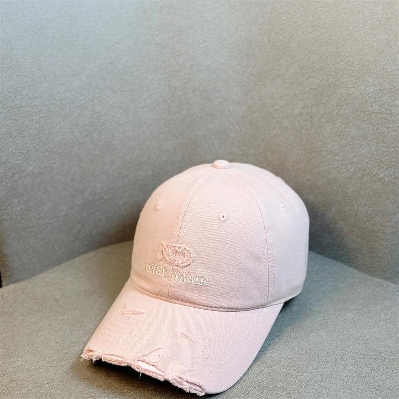 New American Baseball Cap for Men and Women Spring and Autumn Ripped Letter Embroidery Trendy Brand Casual Versatile Street Photography Couple Student