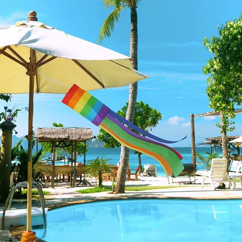 Colorful Rainbow Windsock Flag 100cm Courtyard Screen Printing Flag Party Celebrations Decor