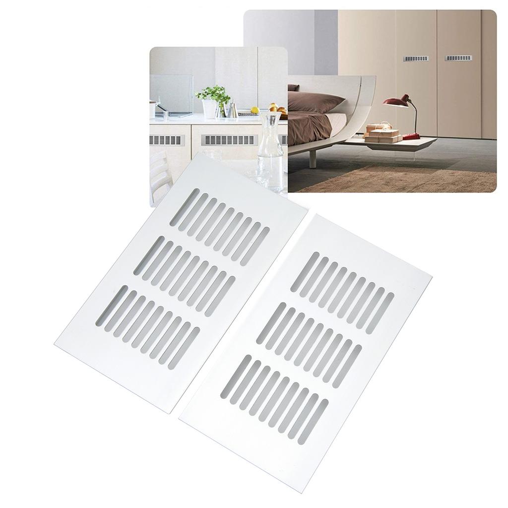 Vent Grille Heat Dissipation Aluminum Alloy Silver Rectangular Ventilation Grille Cover for Cabinet Closet RV