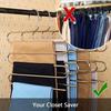 1-3pc 5 Layers Clothes Hangers Stainless Steel S Shape Pants Storage Hangers Space Saving Home Multilayer Storage Cloth Hanger