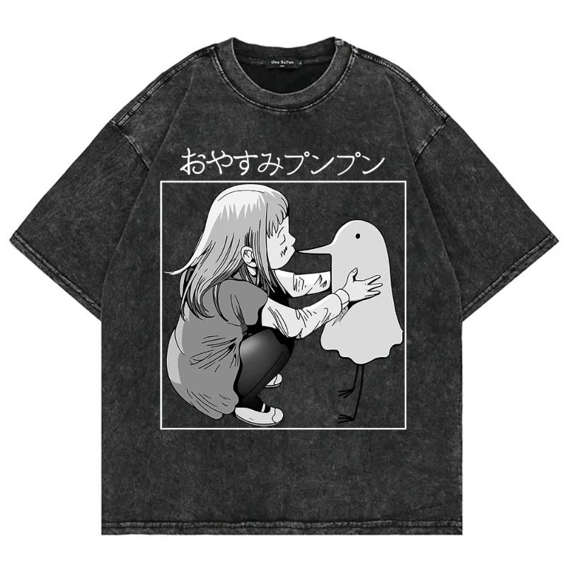 T-shirt Graphique GOODNIGHT PUNPUN pour Hommes Femmes Vêtements T-shirt Été Manches Courtes Hauts T-shirt en Coton Lavé Surdimensionné