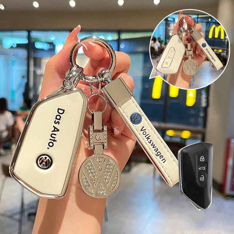 New 3 Buttons TPU Car Smart Remote Key ase Cover Protector Holder Shell For VW Volkswagen Golf 8 MK8 Leon Keychain Auto Acc
