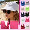 Chapeau de soleil sportif d'extérieur pour femme Casquette à ouverture sur le dessus Chapeau de protection solaire de plage Design léger respirant réglable pour les activités estivales