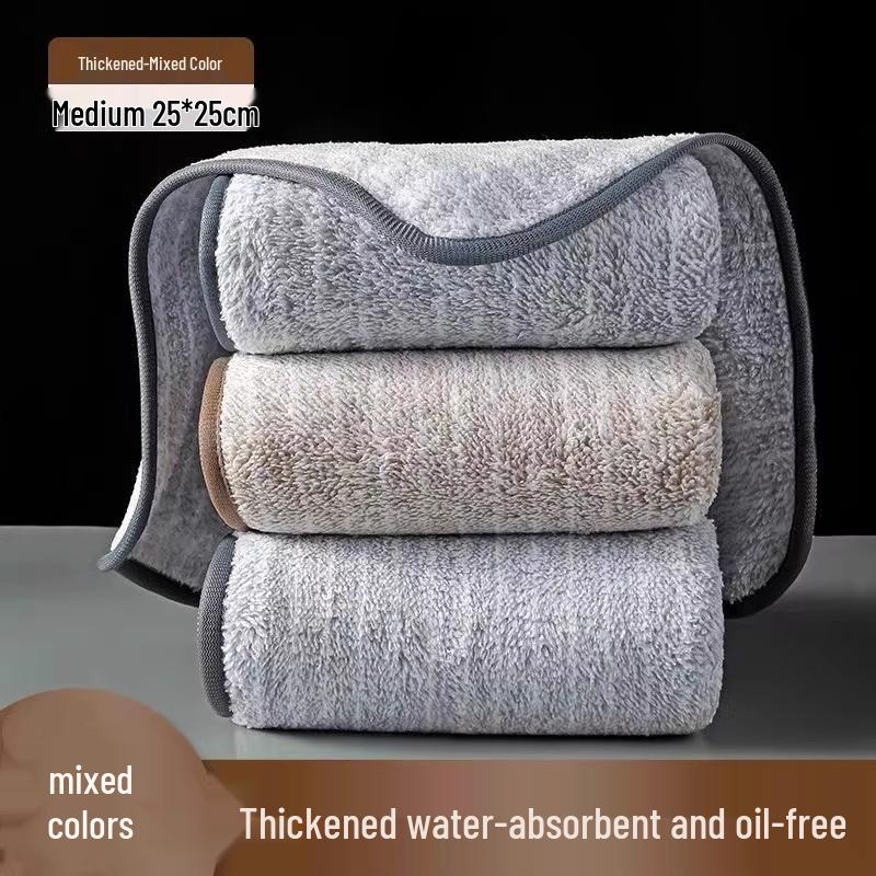 

Striped Edge Oil-Removing Dishcloth - Thick, Lint-Free & Absorbent Scouring Pad Dish Towel 5 Thick Striped Edged 25x25cm Cloths