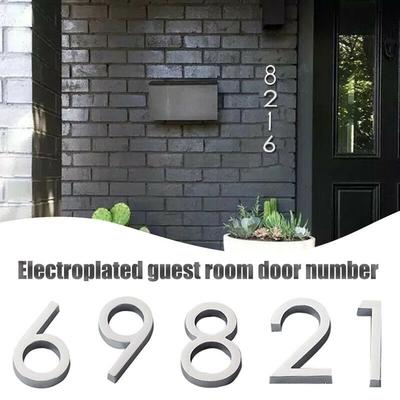 Stainless Steel Door Number Letters Room Address Numerals Sticker 3D Door Plate Sign Home Decor High Quality Brand New