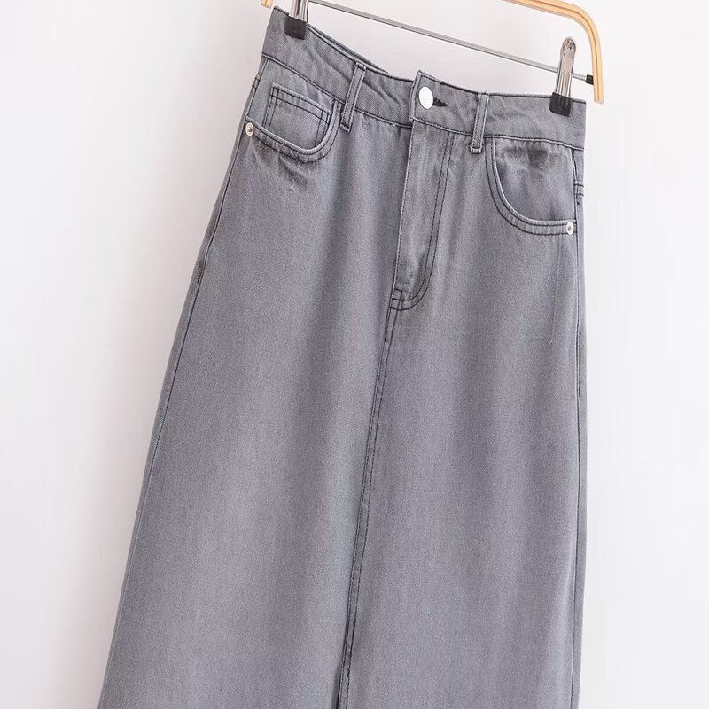 Fashion Style 2024 Summer New Arrival Women's Easiest for Match High Waist Slit Design Midi Skirt Denim Skirt 6147069