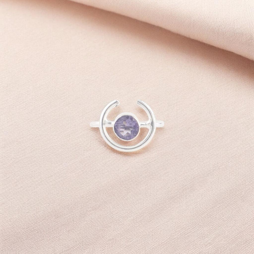 Genuine Iolite Gemstone Ring 925 Sterling Silver Handmade Purple Stone Jewelry RR-54-5