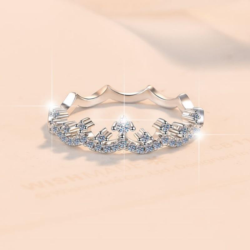 S925 Sterling Silber Ring für Frauen gestapelte Krone Modeschmuck Moissanit Ring Verlobungsring Diamantring Ehering Geschenk für Freundin