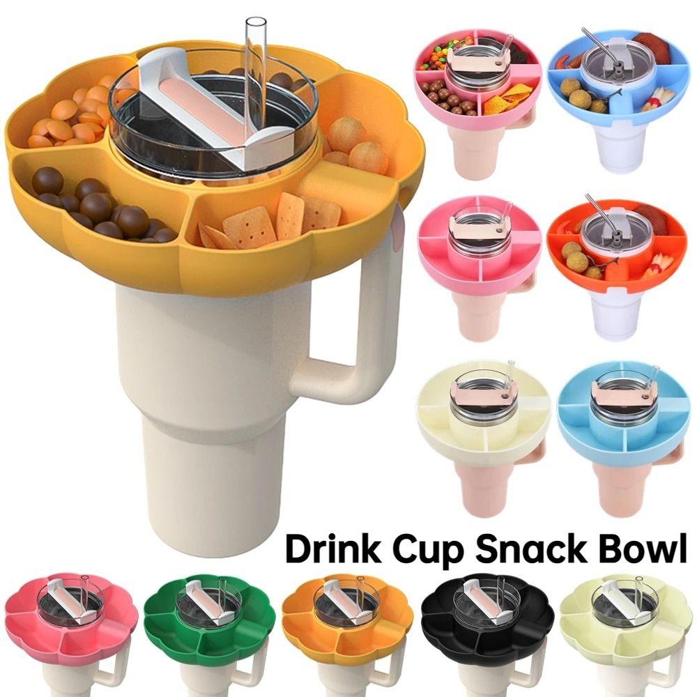 

Reusable Cup Snack Bowl Portable Silicone Food Tray Gift Snack Top Ring Mug Cup Holder Camping