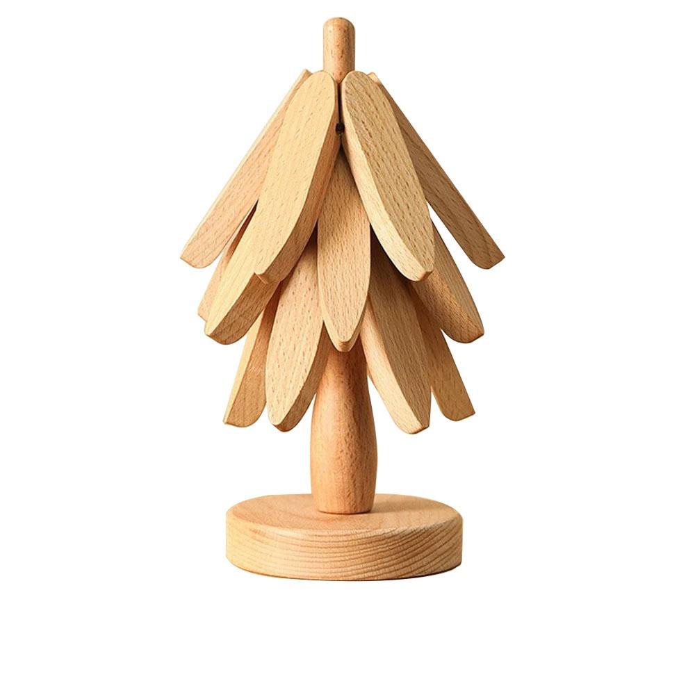 4-teiliges/Set Holz Hitzebeständige Matte Esstisch Dekoration Isolieruntersetzer Basis Set Holzhandwerk Küchentisch Dekor