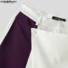 INCERUN Pantaloni drepți largi casual pentru bărbați, cu fermoar la talie, petice patchwork, înfășurați