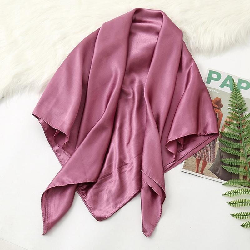 90*90cm Big Size Headwraps Solid Colors Neckerchief Hijab Women Satin Headband Hair Scarves Female Shawls Head Scarfs for Ladies