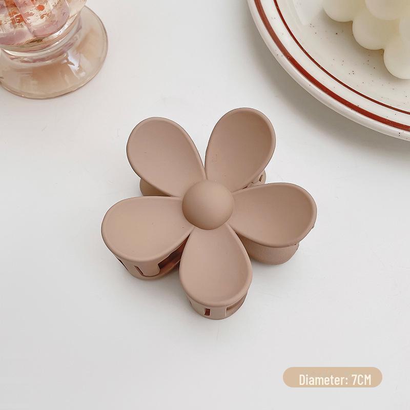 Versatile Milk Coffee Hair Clip: Large, Simple Shark Design for Women