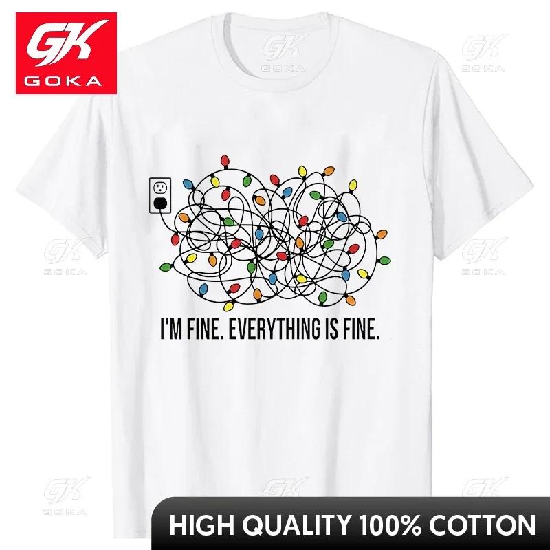 

Im Fine Everything Is Fine T Shirt Unisex Christmas Lights Graphic Sweatshirt Funny Christmas Gift for Unisex Oversized Clothing 4XL